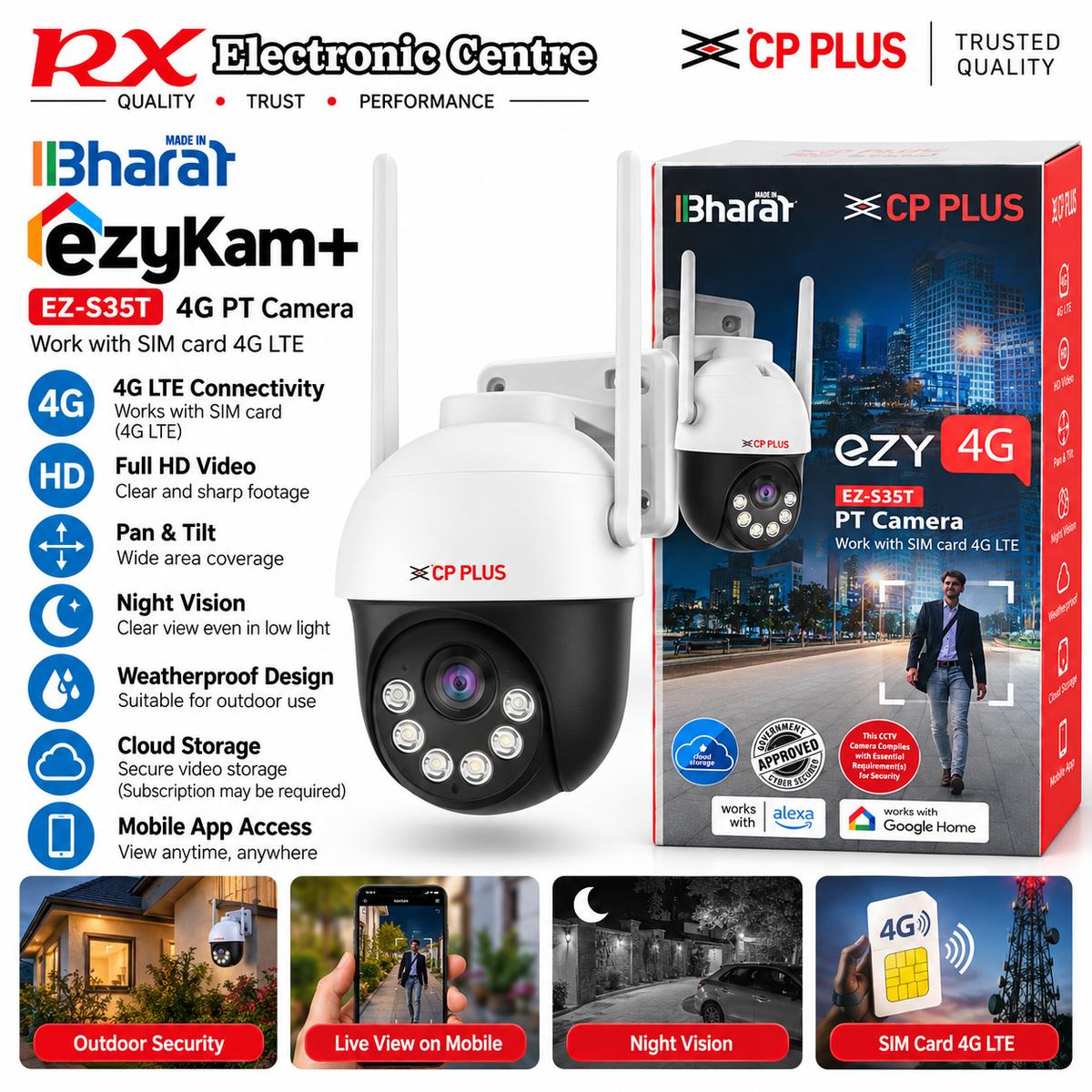 CP PLUS EZ-S35T 3MP 4G LTE Outdoor Pan & Tilt Security Camera