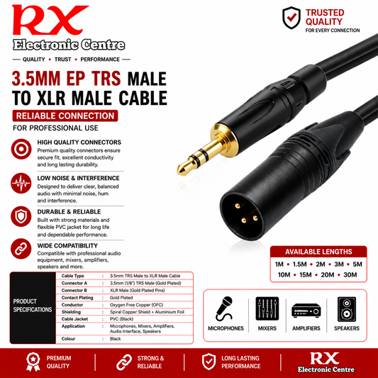 Premium 3.5MM EP TRS MALE TO XLR MALE CABLE