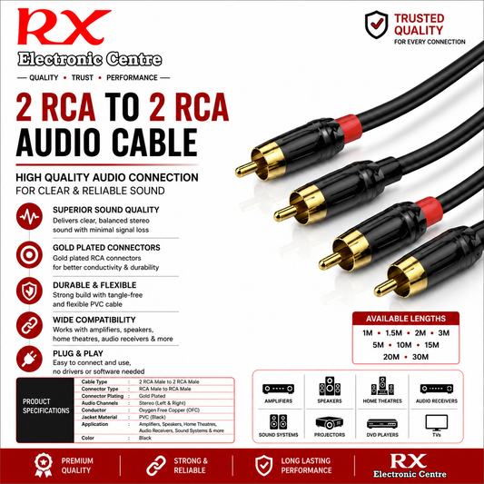 Premium 2 RCA to 2 RCA Audio Cable