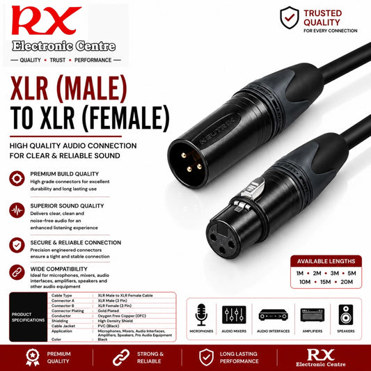 Premium XLR Male to XLR Female Microphone Cable