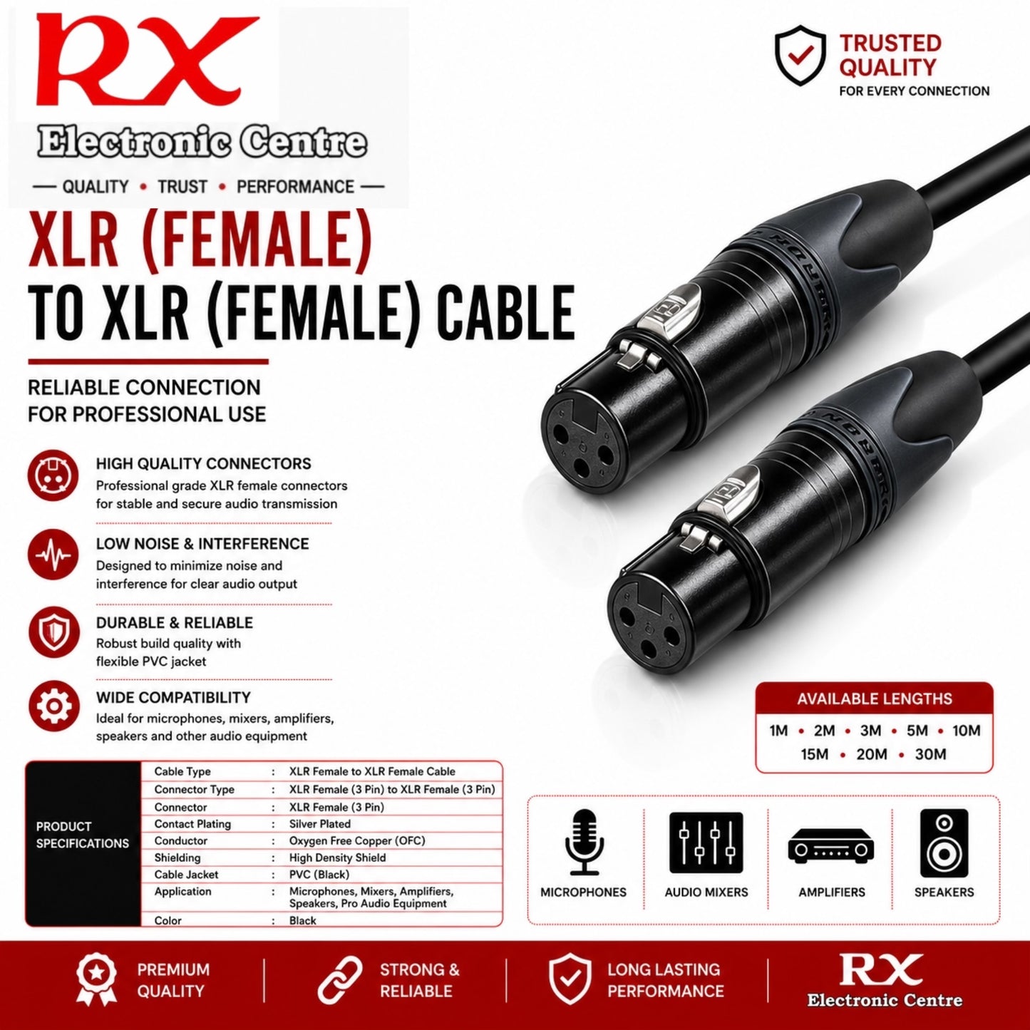 Premium XLR Female to XLR Female Audio Cable