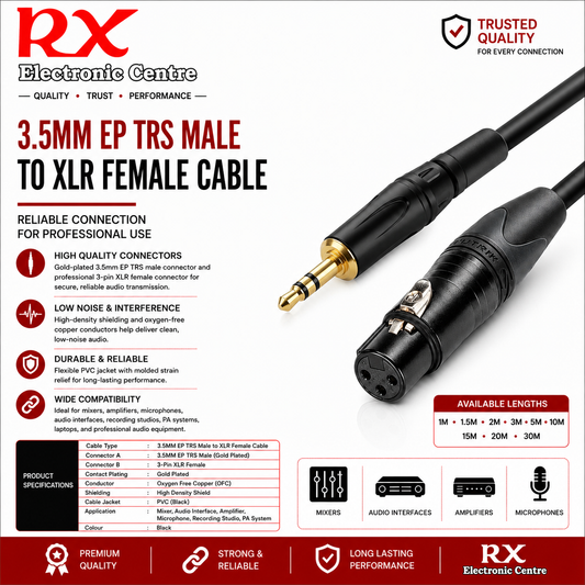 Premium 3.5MM EP TRS MALE TO XLR FEMALE CABLE