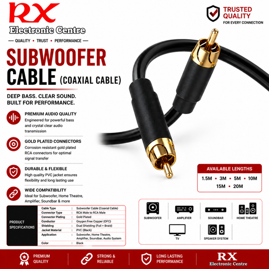 Premium Subwoofer Cable (Coaxial Cable)